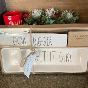LAST ONE! NEW Rae Dunn GOAL DIGGER/GET IT GIRL - Desk Plaque & Tray Organizer